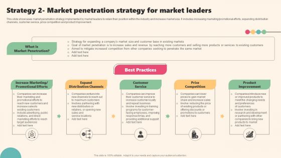 Enterprise Leaders Technique To Achieve Market Control Strategy 2 Market Penetration Strategy For Market Leaders Inspiration PDF