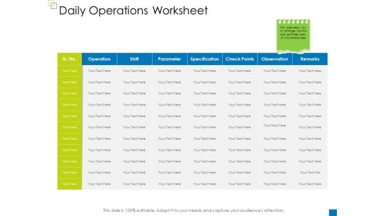 Enterprise Management Daily Operations Worksheet Template PDF