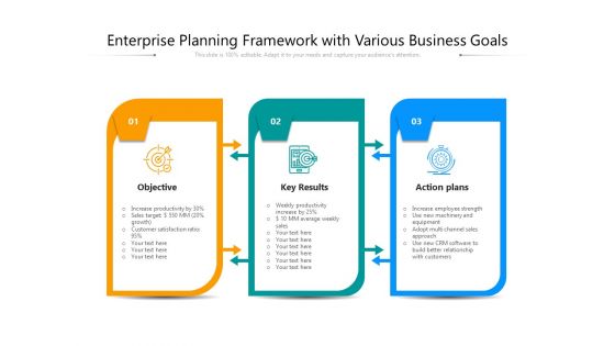 Enterprise Planning Framework With Various Business Goals Ppt PowerPoint Presentation Show Inspiration PDF