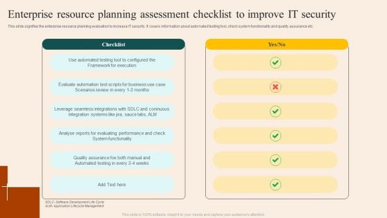 Enterprise Resource Planning Assessment Checklist To Improve IT Security Brochure PDF