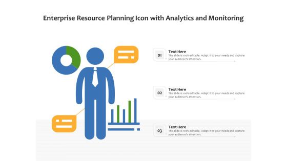 Enterprise Resource Planning Icon With Analytics And Monitoring Ppt PowerPoint Presentation File Images PDF