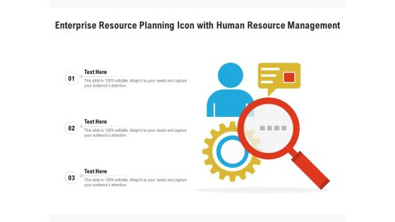 Enterprise Resource Planning Icon With Human Resource Management Ppt PowerPoint Presentation File Ideas PDF