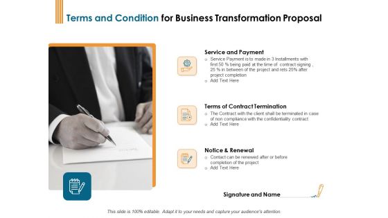 Enterprise Revamping Terms And Condition For Business Transformation Proposal Ppt Ideas Structure PDF