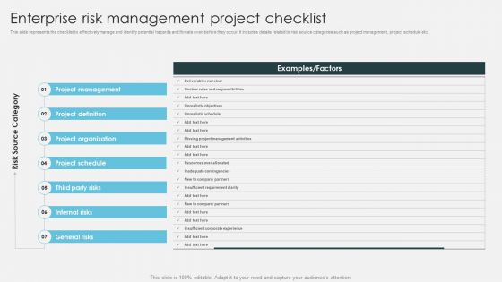 Enterprise Risk Management Project Checklist Introduction To ERM Elements PDF