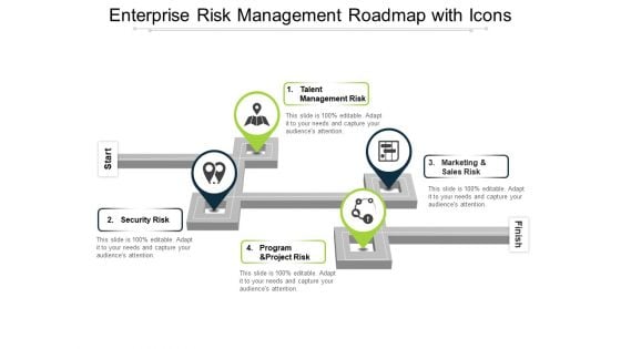 Enterprise Risk Management Roadmap With Icons Ppt PowerPoint Presentation Pictures Show