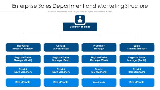 Enterprise Sales Department And Marketing Structure Ppt PowerPoint Presentation File Example Topics PDF