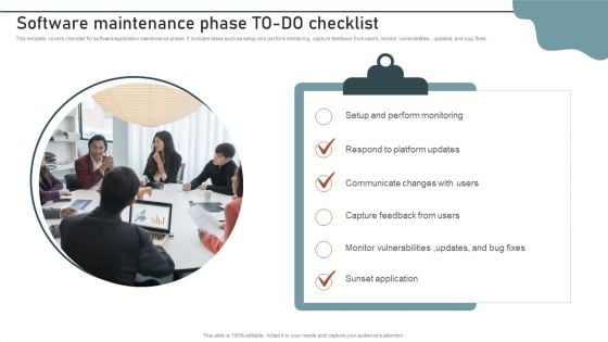 Enterprise Software Application Software Maintenance Phase To Do Checklist Diagrams PDF