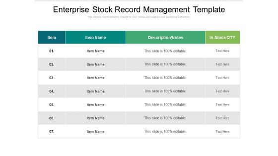Enterprise Stock Record Management Template Ppt PowerPoint Presentation Model Graphics PDF