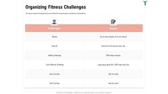 Enterprise Wellbeing Organizing Fitness Challenges Infographics PDF