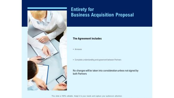 Entirety For Business Acquisition Proposal Ppt PowerPoint Presentation Show Example