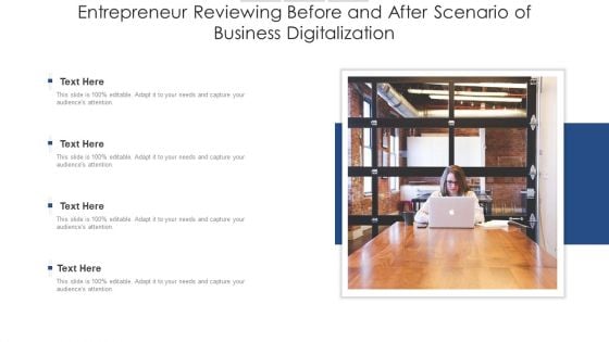 Entrepreneur Reviewing Before And After Scenario Of Business Digitalization Background PDF