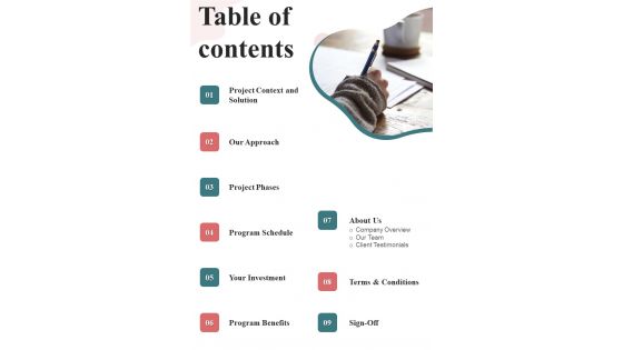 Entrepreneurial Skill Advancement Proposal Table Of Contents One Pager Sample Example Document Entrepreneurial Skill Advancement Proposal Table Of Contents One Pager Sample Example Document