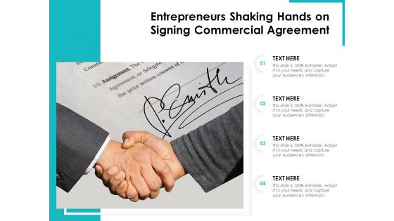 Entrepreneurs Shaking Hands On Signing Commercial Agreement Ppt PowerPoint Presentation Gallery Professional PDF