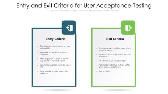 Entry And Exit Criteria For User Acceptance Testing Ppt PowerPoint Presentation Inspiration Infographic Template PDF