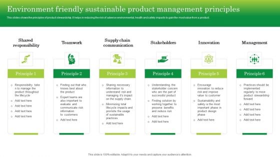 Environment Friendly Sustainable Product Management Principles Demonstration PDF