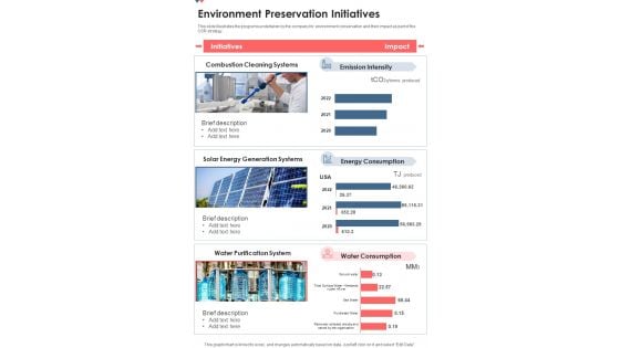 Environment Preservation Initiatives One Pager Documents