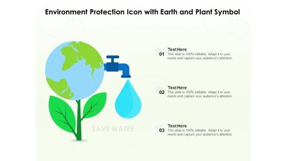 Environment Protection Icon With Earth And Plant Symbol Ppt PowerPoint Presentation Model Graphics Design PDF