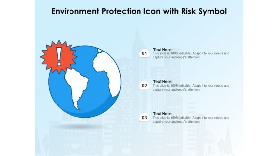 Environment Protection Icon With Risk Symbol Ppt PowerPoint Presentation Ideas Slides PDF