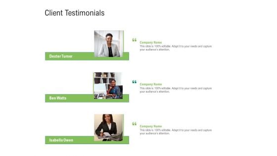 Environmental Friendly Technology Client Testimonials Portrait PDF