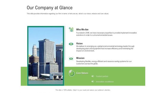 Environmental Friendly Technology Our Company At Glance Brochure PDF