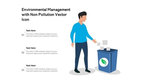 Environmental Management With Non Pollution Vector Icon Ppt PowerPoint Presentation Gallery Icon PDF