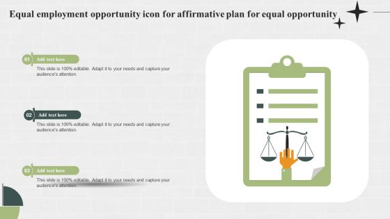 Equal Employment Opportunity Icon For Affirmative Plan For Equal Opportunity Infographics PDF