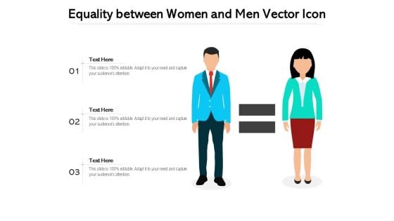 Equality Between Women And Men Vector Icon Ppt PowerPoint Presentation Model Portrait PDF