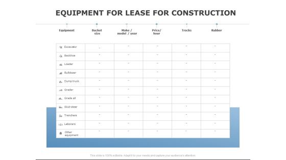Equipment For Lease For Construction Ppt PowerPoint Presentation Styles Show