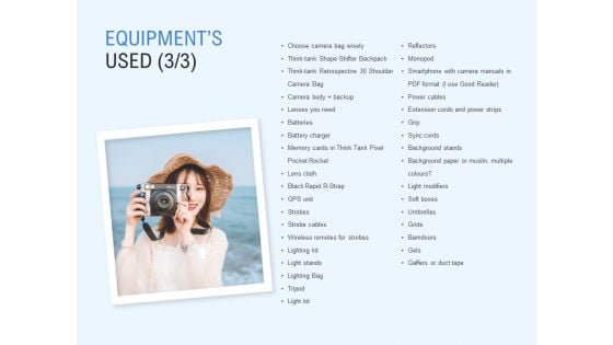 Equipments Used Business Ppt PowerPoint Presentation Summary Objects