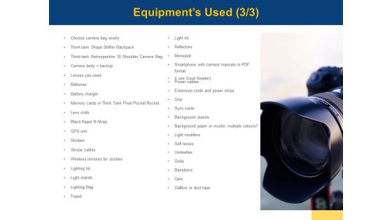 Equipments Used Management Ppt PowerPoint Presentation File Guide