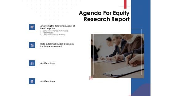 Equity Analysis Project Agenda For Equity Research Report Ppt PowerPoint Presentation Infographic Template Guide PDF