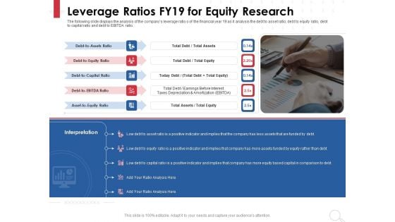 Equity Analysis Project Leverage Ratios FY19 For Equity Research Ppt PowerPoint Presentation Ideas Slide Download PDF