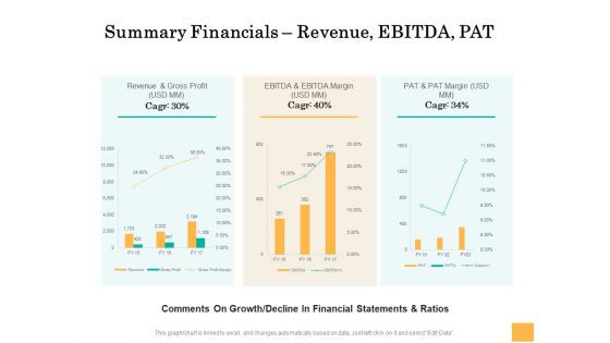 Equity Capital Funding Summary Financials Revenue Ebitda Pat Ppt Portfolio Guide PDF