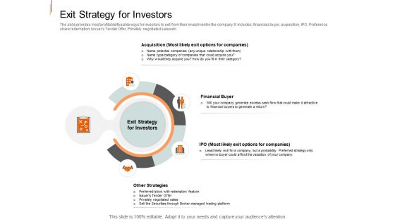 Equity Crowd Investing Exit Strategy For Investors Ppt Icon Objects PDF