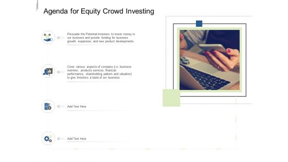 Equity Crowdfunding Pitch Deck Agenda For Equity Crowd Investing Ppt Infographics Graphics PDF Equity Crowdfunding Pitch Deck Agenda For Equity Crowd Investing Ppt Infographics Graphics PDF