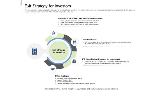 Equity Crowdfunding Pitch Deck Exit Strategy For Investors Ppt Ideas Deck PDF