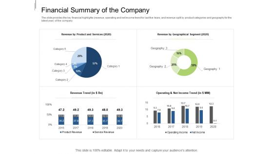 Equity Crowdfunding Pitch Deck Financial Summary Of The Company Ppt Layouts Examples PDF