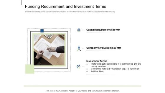 Equity Crowdfunding Pitch Deck Funding Requirement And Investment Terms Ppt Styles Graphic Images PDF