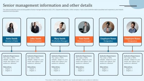 Equity Debt And Convertible Bond Investment Banking Pitch Book Senior Management Information And Other Details Information PDF Equity Debt And Convertible Bond Investment Banking Pitch Book Senior Management Information And Other Details Information PDF