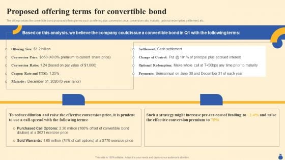 Equity Funding And Debt Financing Pitchbook Proposed Offering Terms For Convertible Download PDF