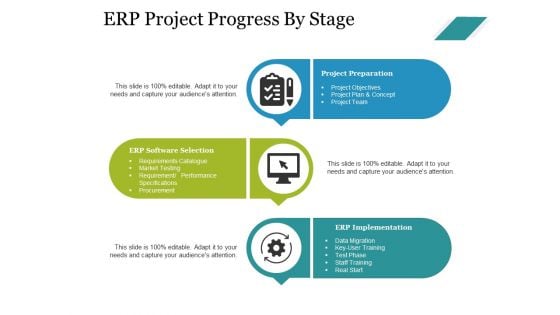 Erp Project Progress By Stage Ppt PowerPoint Presentation Inspiration Graphics Design