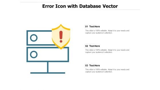 Error Icon With Database Vector Ppt PowerPoint Presentation Show Graphics Pictures PDF