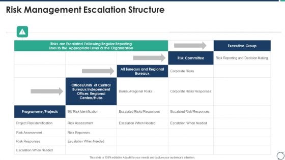 Escalation Steps For Projects Risk Management Escalation Structure Structure PDF