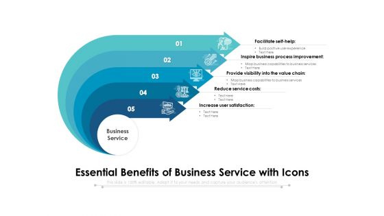 Essential Benefits Of Business Service With Icons Ppt PowerPoint Presentation File Summary PDF