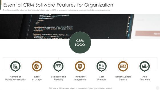 Essential CRM Software Features For Organization Strategies To Improve Customer Rules PDF