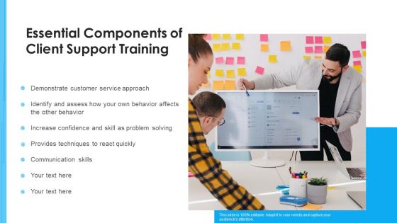 Essential Components Of Client Support Training Ppt PowerPoint Presentation Pictures Show PDF