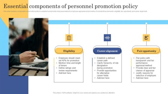 Essential Components Of Personnel Promotion Policy Template PDF