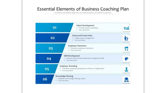 Essential Elements Of Business Coaching Plan Ppt PowerPoint Presentation File Styles PDF