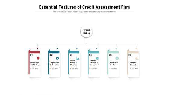 Essential Features Of Credit Assessment Firm Ppt PowerPoint Presentation Layouts Graphics Template PDF