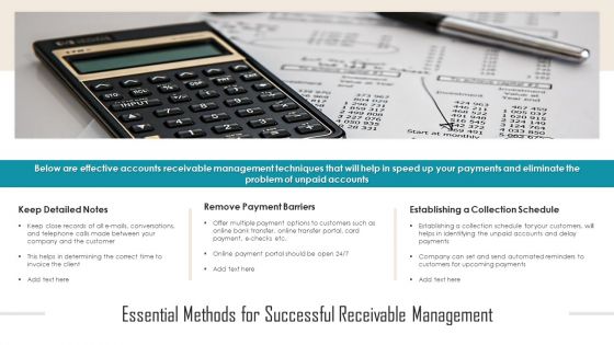 Essential Methods For Successful Receivable Management Ppt Gallery Samples PDF